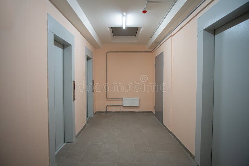 Doorway with Elevators in an Apartment Building Stock Image Image of