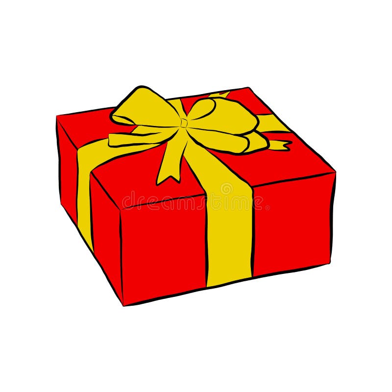 Doos met gift en boog, stock illustratie Doos met gift en boog, stock illustratie