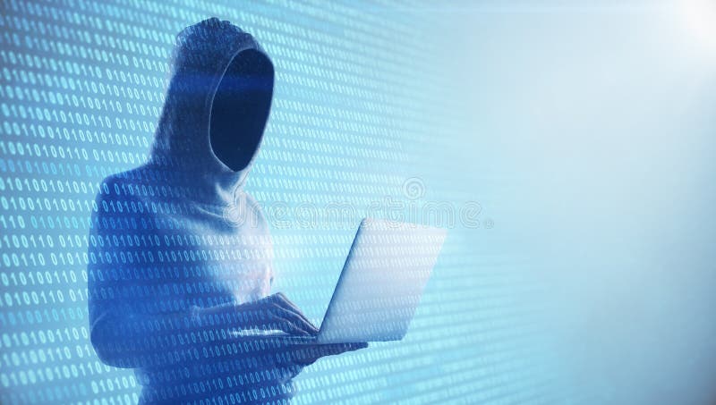 No face hacker and binary code royalty free stock images