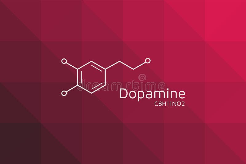 Dopamine molecular structure. Triangular red black gradient. stock illustration Dopamine molecular structure. Triangular red black gradient. stock illustration