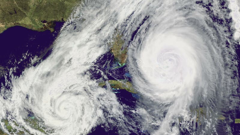 Doppio uragano sopra Florida , vista satellite