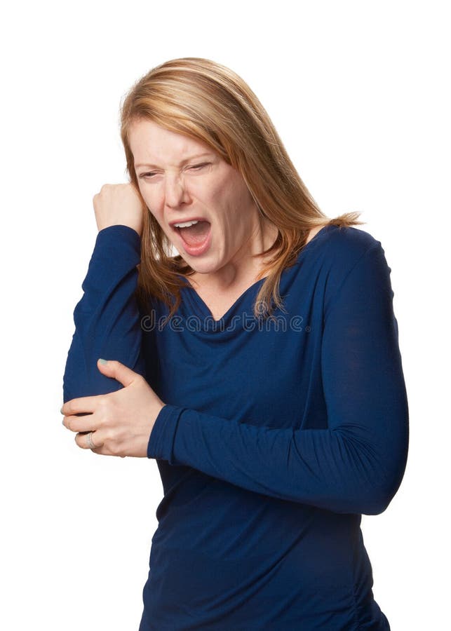 Dor no cotovelo fotografia de stock