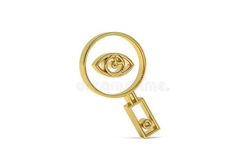 Dorado 3d icono de búsqueda aislado sobre fondo blanco. Dorado 3d icono de búsqueda aislado en fondo blanco 3d render