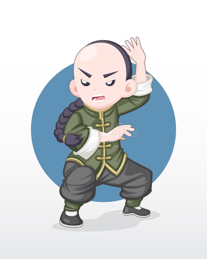 Dorosłego Kung Fu wojownik w walczącej postawy ilustraci royalty ilustracja