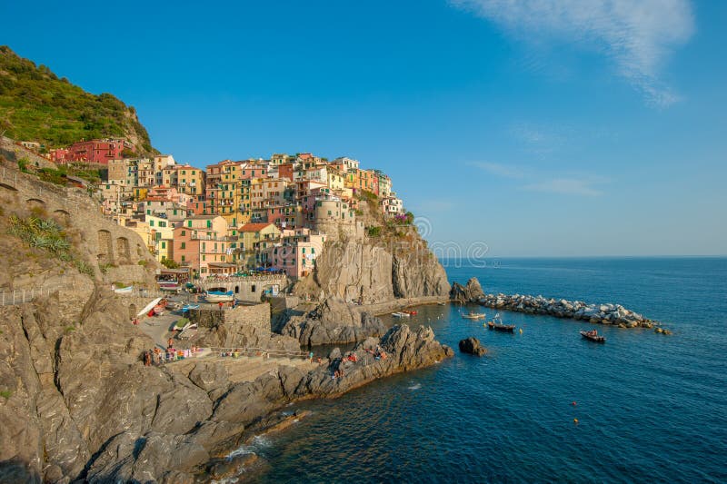 Dorp van Manarola, Cinque Terre, Italië royalty-vrije stock fotografie Dorp van Manarola, Cinque Terre, Italië royalty-vrije stock fotografie