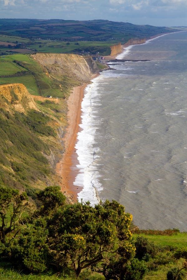 Dorset Coastline View of West Bay and Chesil Beach Stock Image Image