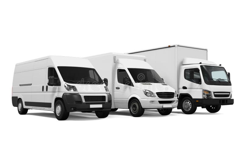 Delivery Vans isolated on white background. 3D render. Delivery Vans isolated on white background. 3D render