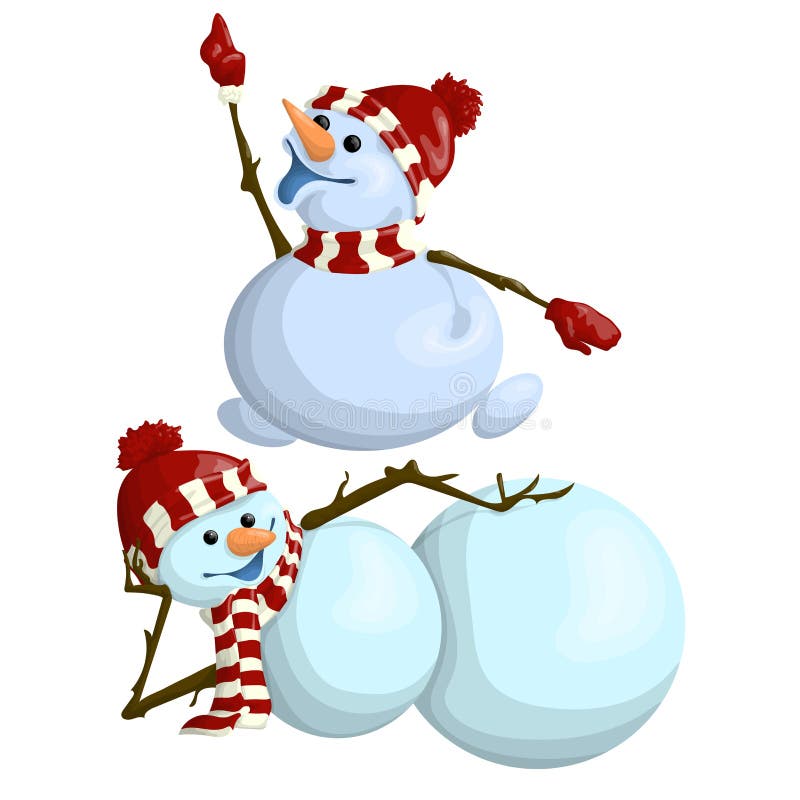 Dos Alegres Dibujos Animados De Muñecos De Nieve Ilustración del Vector - Ilustración de animados, nieve: 159365999