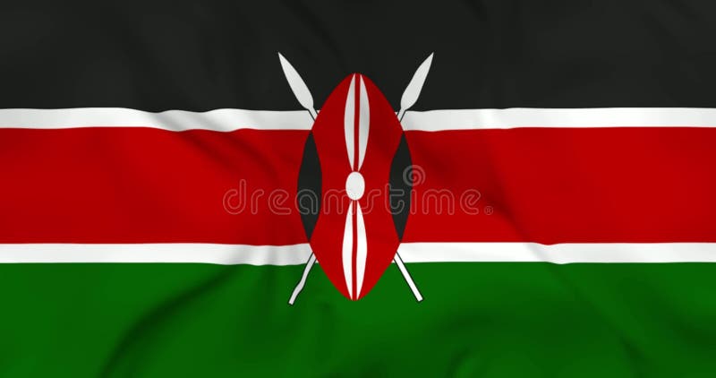 Dos aviones voladores y bandera ondeando Kenia en animación 3d en rodaje en 4k resolución libre illustration