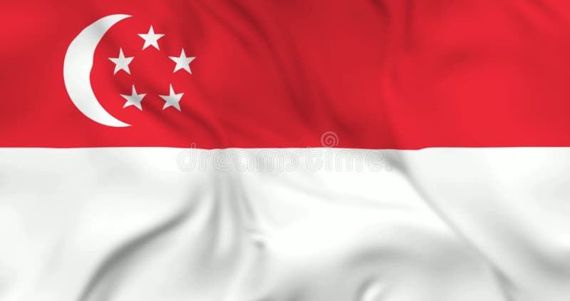 Dos aviones voladores y bandera ondeando Singapur en animación en 3d de fondo en resolución 4k stock de ilustración