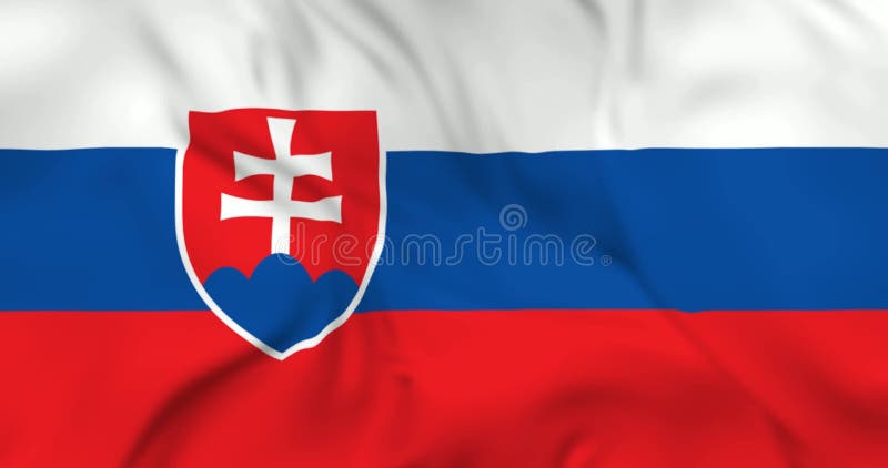 Dos aviones voladores y bandera ondulante de Eslovaquia en animación tridimensional en 4k resolución stock de ilustración
