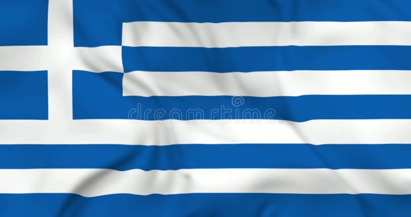 Dos aviones voladores y una bandera de Grecia ondeando en un fondo de animación tridimensional en 4k resolución stock de ilustración