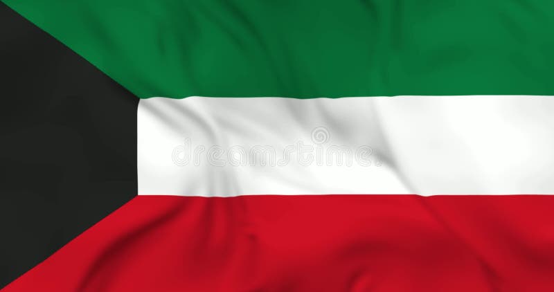 Dos aviones voladores y una bandera de Kuwait ondeando en segundo plano animación tridimensional en 4k resolución ilustración del vector