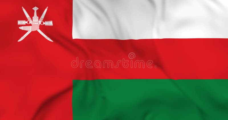 Dos aviones voladores y una bandera ondeando en el fondo de Omán. Animación 3d con bucle en resolución 4k stock de ilustración