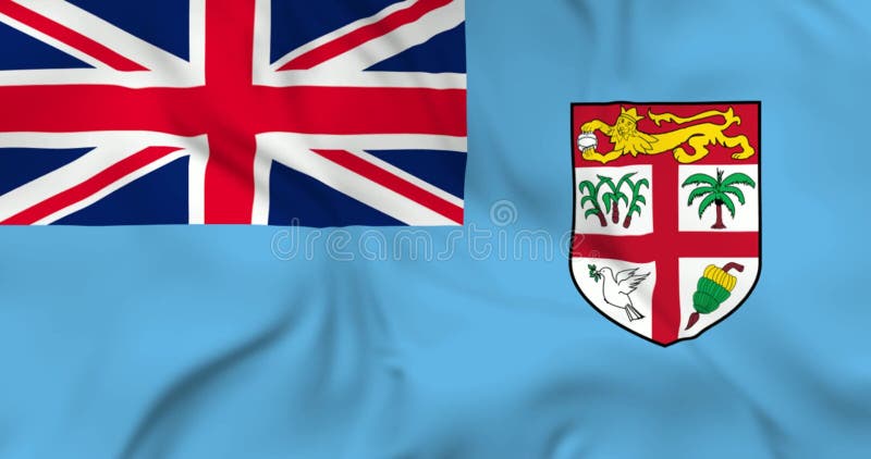 Dos aviones voladores y una bandera ondeando en Fiji en segundo plano animación tridimensional en 4k resolución libre illustration