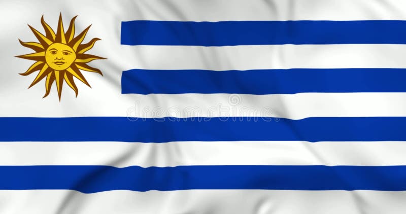 Dos aviones y una bandera de Uruguay ondeando en segundo plano. Animación 3d con bucle en resolución 4k stock de ilustración