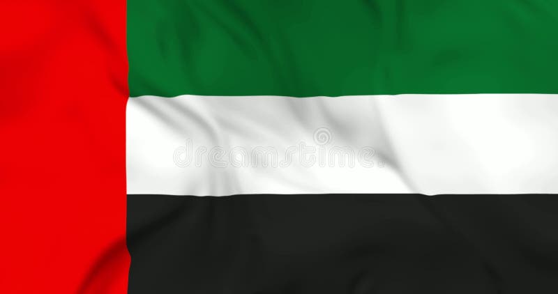 Dos aviones y una bandera ondeando en los Emiratos Árabes Unidos en segundo plano. Animación 3d con bucle en resolución 4k libre illustration
