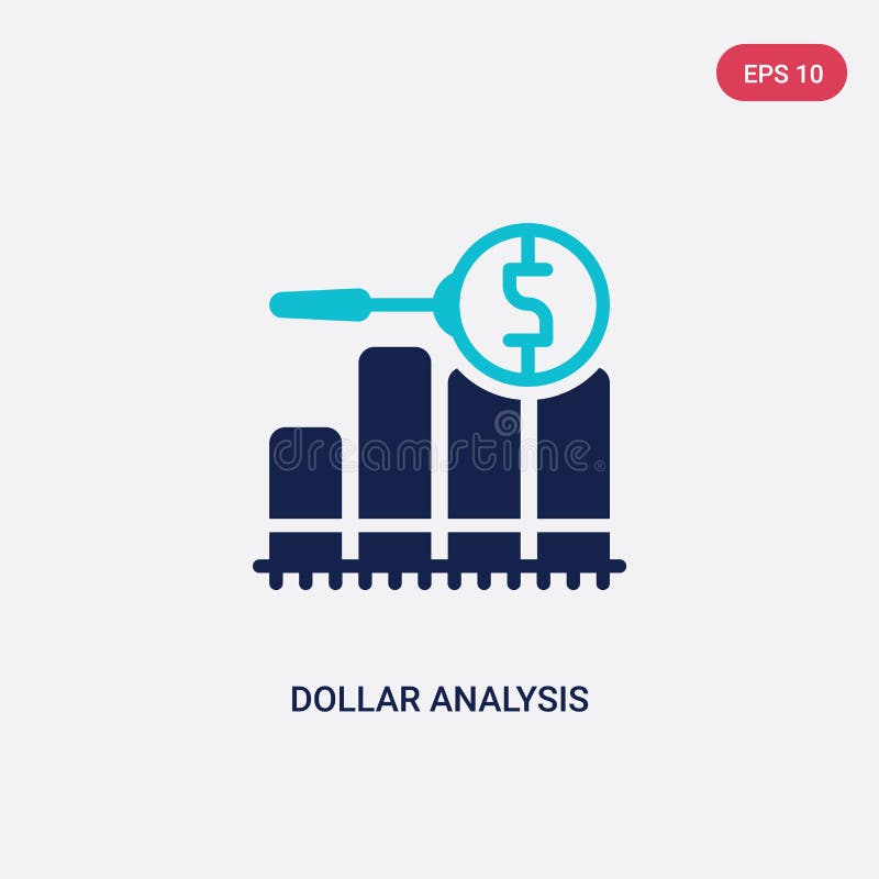 Dos barras de análisis en dólares en color Icono vectorial del gráfico del concepto empresarial signo vectorial de barras de anál libre illustration