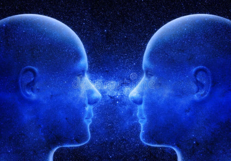 Cabezas De Dos Personas, Cerebro Abstracto Para La Idea Del Concepto