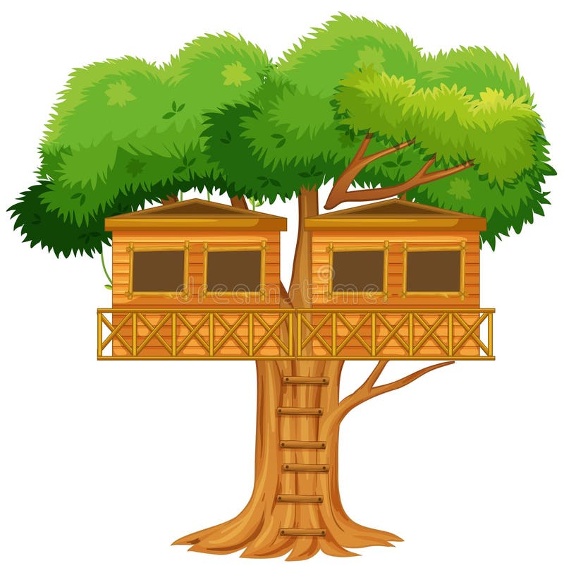 Dos casas del árbol en el árbol libre illustration Dos casas del árbol en el árbol libre illustration