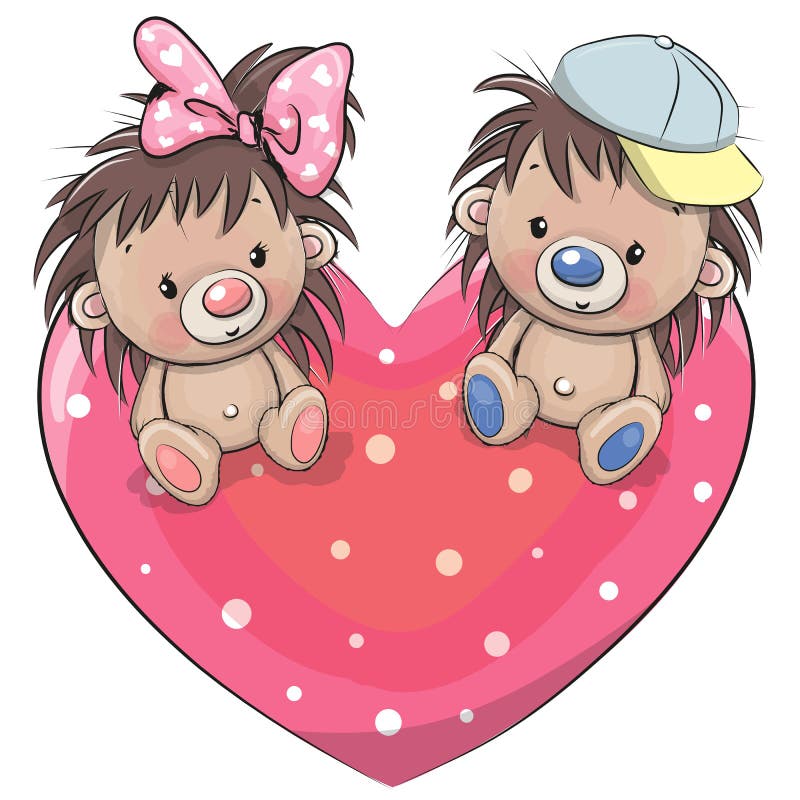 Dos erizos lindos en un corazón ilustración del vector Dos erizos lindos en un corazón ilustración del vector