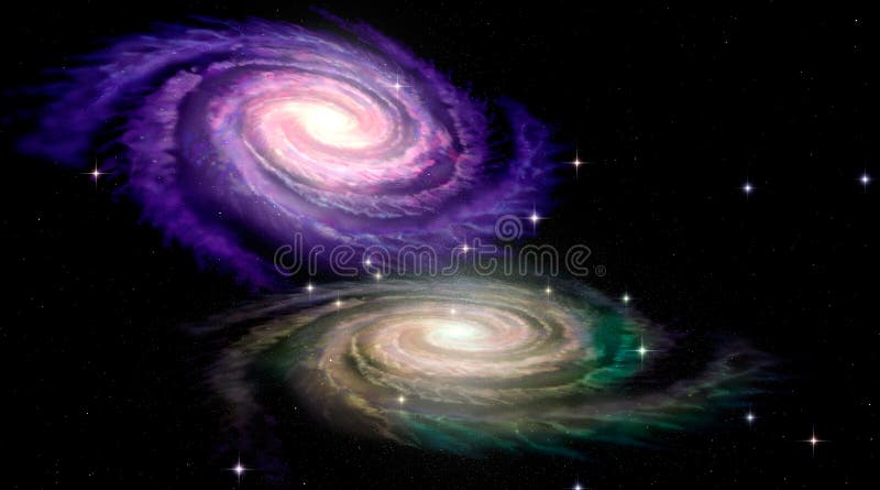 Dos Galaxys espiral stock de ilustración Dos Galaxys espiral stock de ilustración