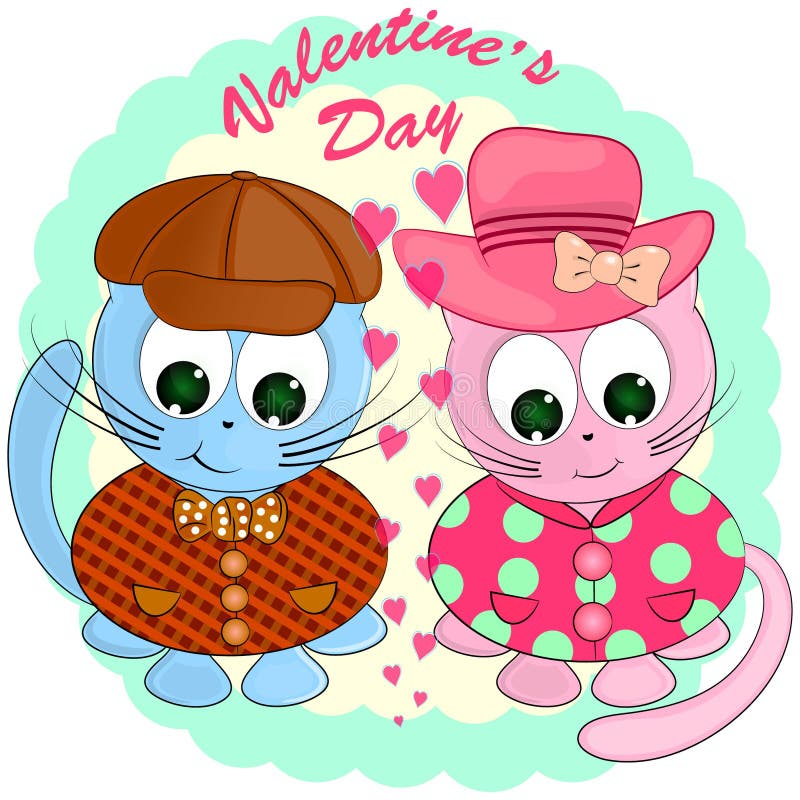 Dos gatos en amor Ilustración del vector de la historieta stock de ilustración Dos gatos en amor Ilustración del vector de la historieta stock de ilustración