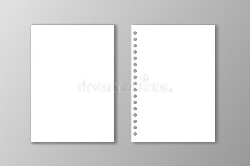 Dos Hojas En Blanco Del Libro Blanco En Fondo Gris Ilustración del