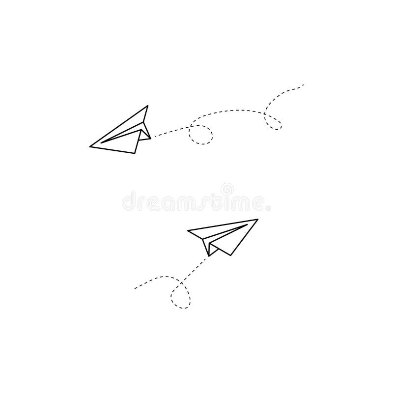 Dos iconos vectoriales de plano Iconos del plano Icono de vector avión Esbozo de avión de papel en diseño plano lineal y moderno stock de ilustración