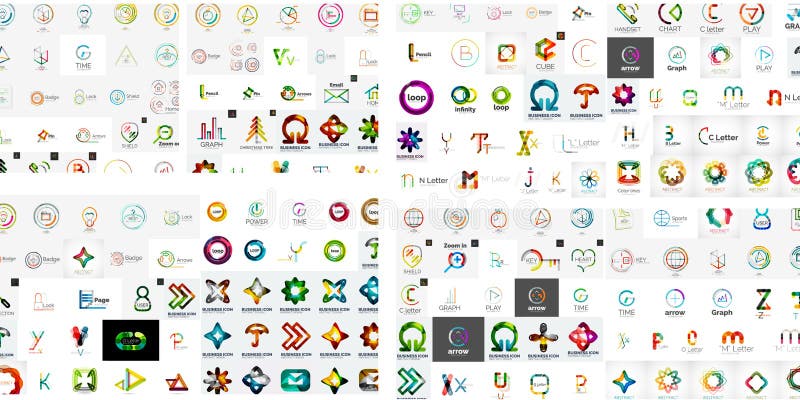 Dos logotipos abstratos da empresa do vetor coleção mega ilustração royalty free Dos logotipos abstratos da empresa do vetor coleção mega ilustração royalty free