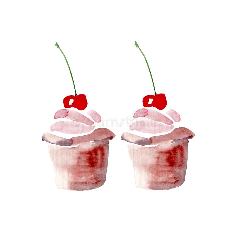 Dos magdalenas deliciosas sabrosas deliciosas lindas preciosas blandas hermosas brillantes del postre del verano con la cereza ro imágenes de archivo libres de regalías Dos magdalenas deliciosas sabrosas deliciosas lindas preciosas blandas hermosas brillantes del postre del verano con la cereza ro imágenes de archivo libres de regalías