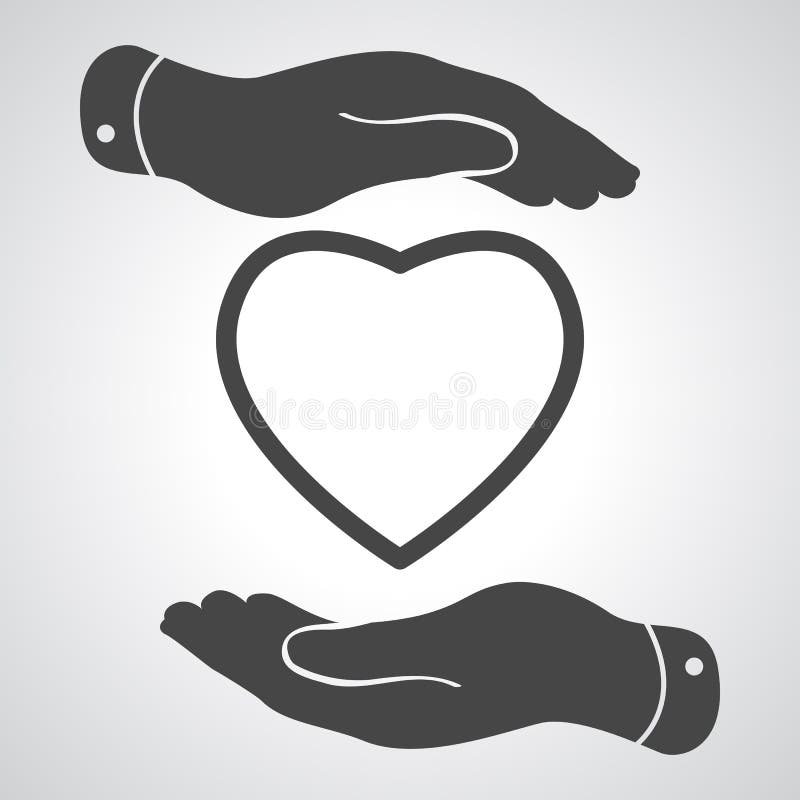 Dos manos que protegen el icono del corazón ilustración del vector Dos manos que protegen el icono del corazón ilustración del vector