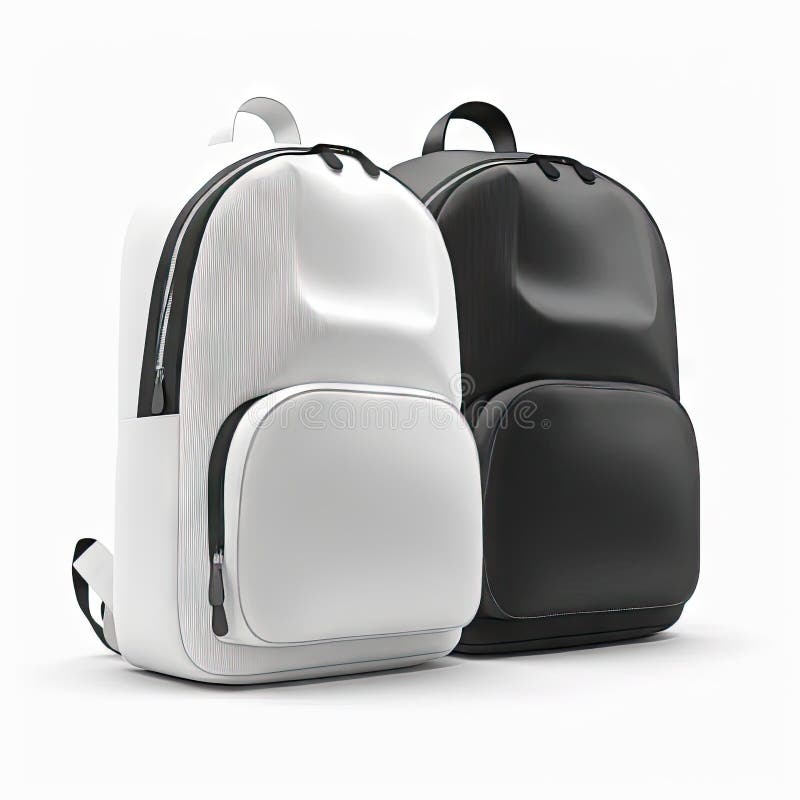 Dos mockup de mochila de moda con un espacioso bolsillo aislado en blanco libre illustration
