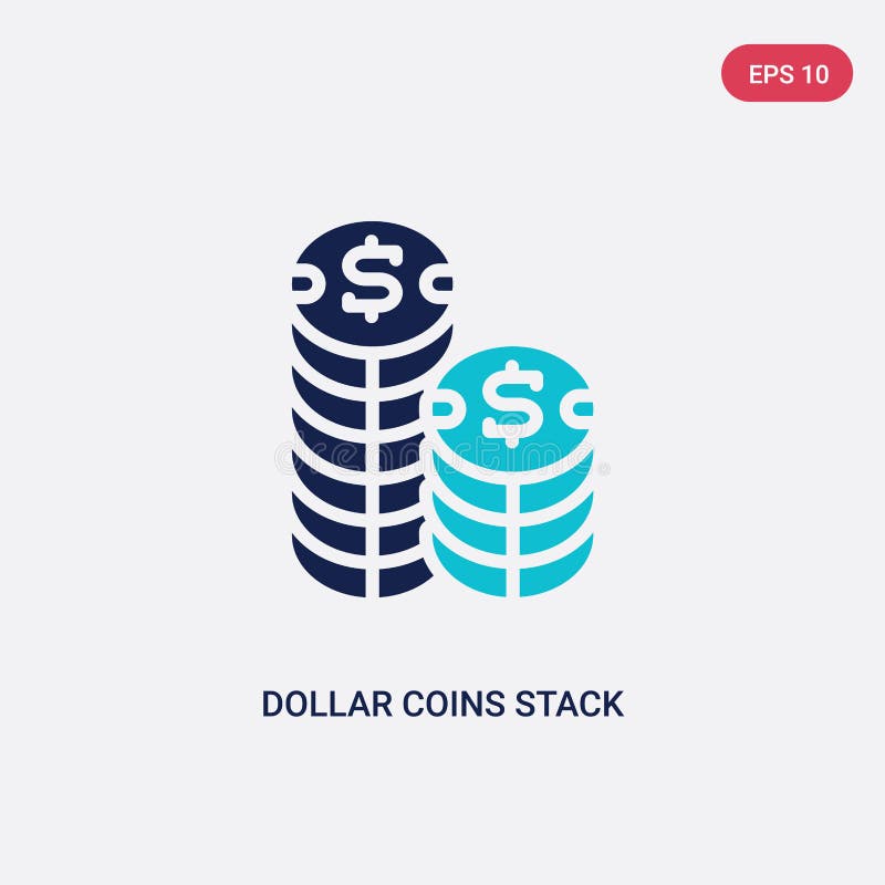 Dos monedas en dólares de color Icono vectorial de pila del concepto de negocio el símbolo vectorial de pila de monedas azules ai libre illustration