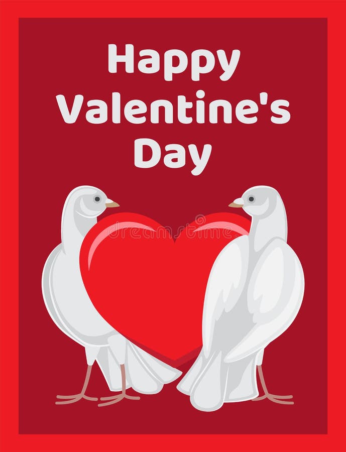 Dos símbolos rojos del corazón de los soportes de las palomas del amor eterno stock de ilustración Dos símbolos rojos del corazón de los soportes de las palomas del amor eterno stock de ilustración