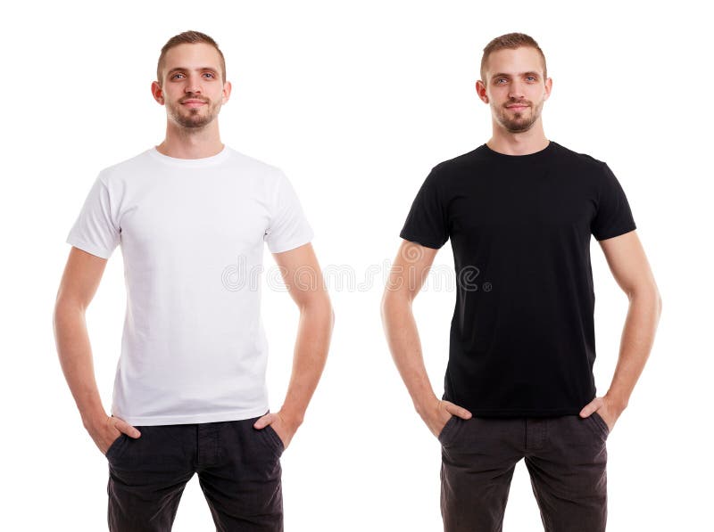 antes de Continuamente Rico Dos Veces Hombre En Camiseta Blanca Y Negra En Blanco De La Parte Delantera  En El Fondo Blanco Foto de archivo - Imagen de negro, aislado: 120577442