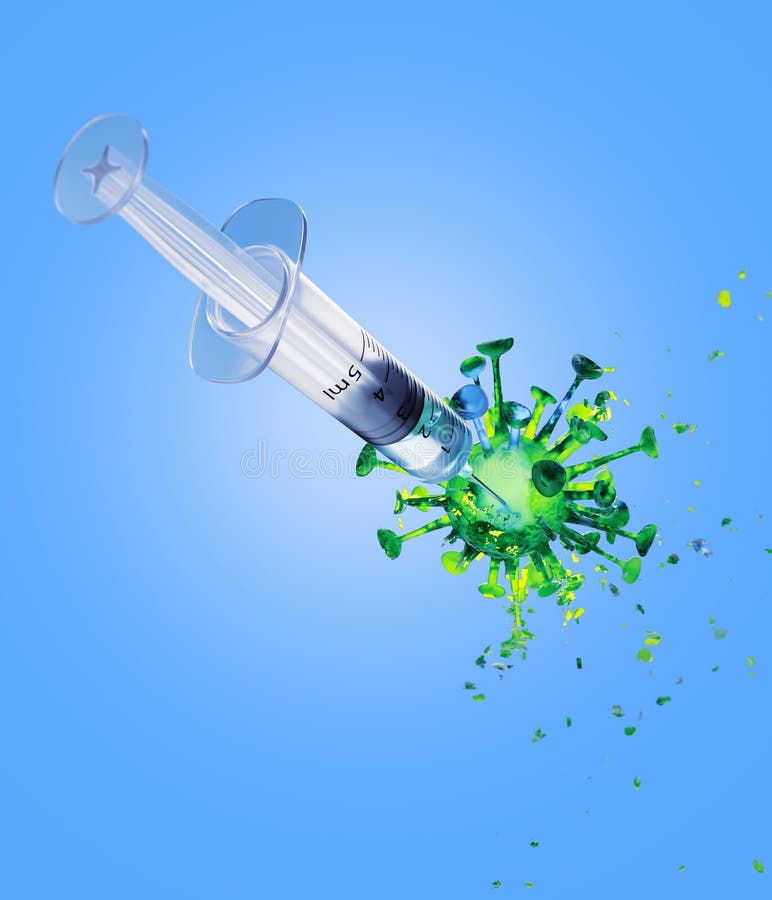 Dose iniettata per uccidere il concetto di vaccino del virus 3d