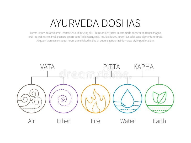 Doshasvata van de Ayurveda vectorillustratie, pitta, kapha vector illustratie Doshasvata van de Ayurveda vectorillustratie, pitta, kapha vector illustratie