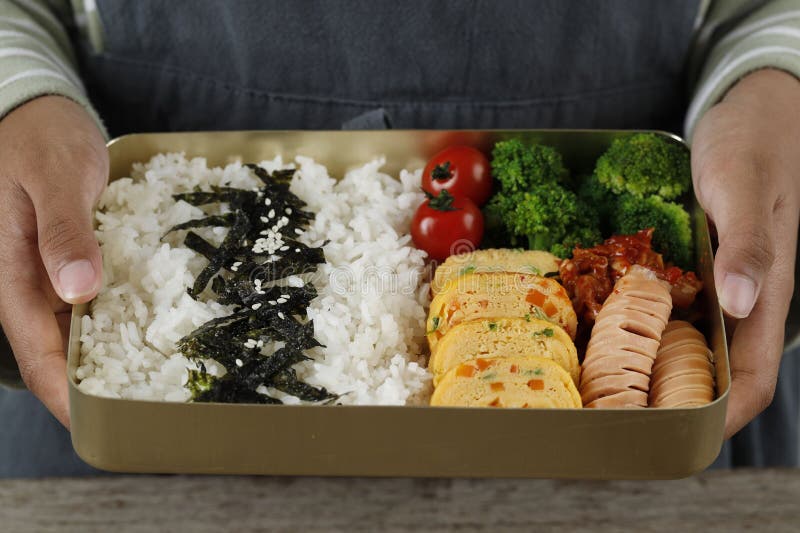 Dosirak Korean Lunch Box Contain Steamed Rice with Gyeranmari