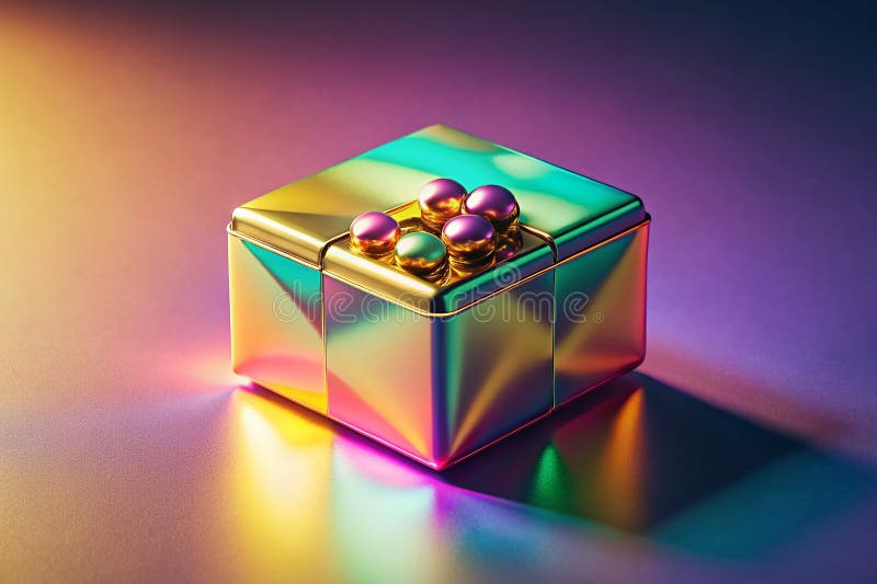 Doskonały obraz makra Gold Candy Box CloseUp przedstawiający luksusowy wygląd w tle gradientu Pastela royalty ilustracja