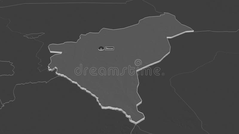 Dosso, Niger - extruded with capital. Bilevel royalty free illustration