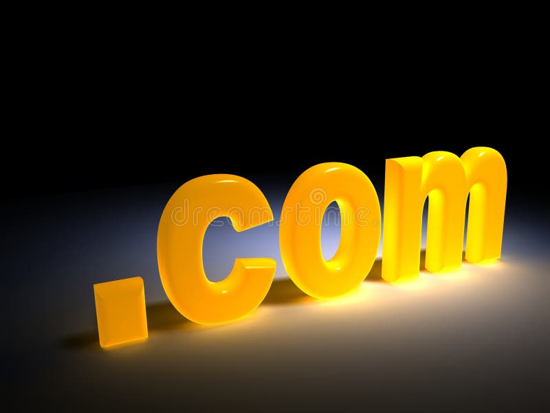 Com. Text galben-lumină concept web redat în 3d