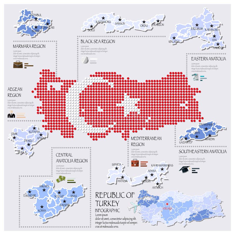 Dot And Flag Map Of Republiken Turkiet Infographic Vektor ...