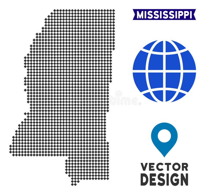 Dot Mississippi StateKarte Vektor Abbildung Illustration von vektor