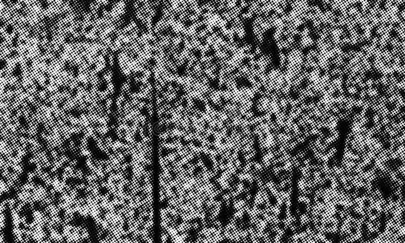 Halftone pattern Black. Distressed halftone grunge black and white scratches blurry shaded rough texture background. stock illustration