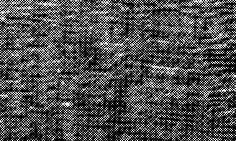 Halftone pattern Black. Distressed halftone grunge black and white scratches blurry shaded rough texture background. stock illustration