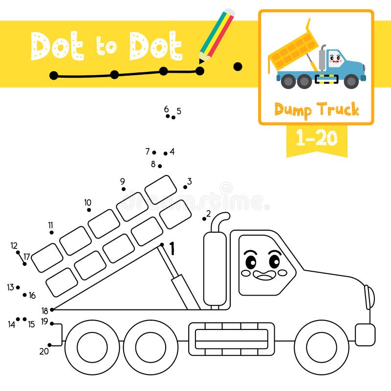 Dot To Dot Educational Game and Coloring Book Dump Truck Cartoon Character  Side View Vector Illustration Stock Vector - Illustration of character,  education: 187403079
