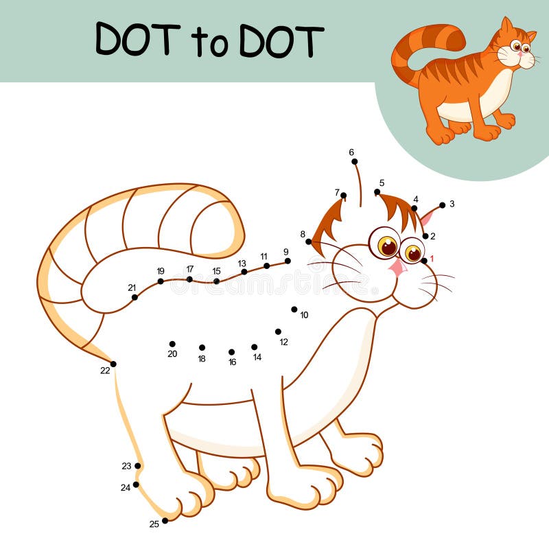 Drawing and Paint Cute Cartoon Cat. Educational Game for Kids