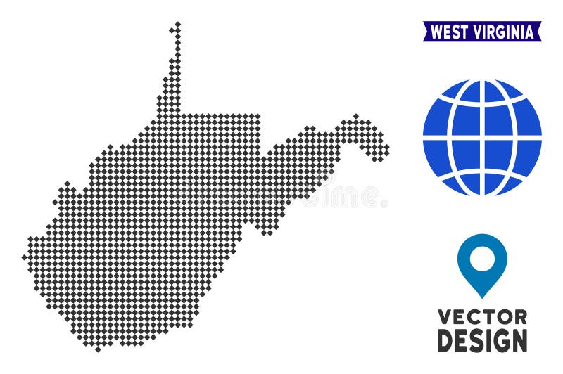 Dot West Virginia State Map Stock Vector Illustration of pixel