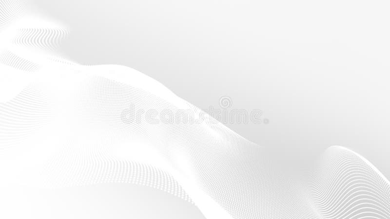 Dot white gray wave light technology texture background. stock illustration